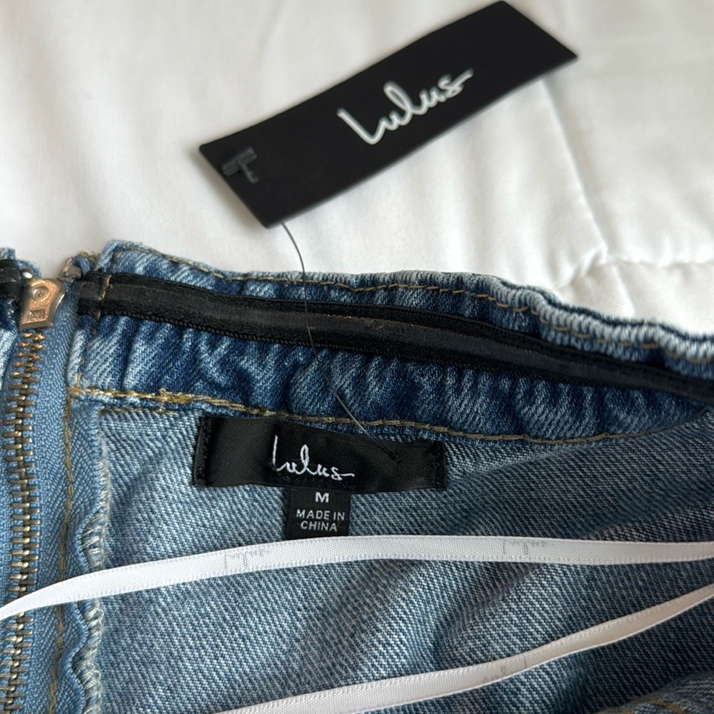 NWT Lulus Cutesy Charm Light Wash Denim Strapless Mini Dress With Pocket… - Picture 5 of 6